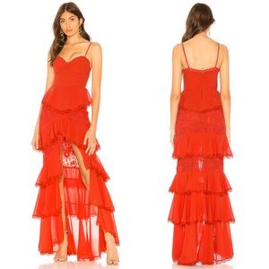 Majorelle Zelda Fitz Gown Crochet Ruffle Lace SZ S